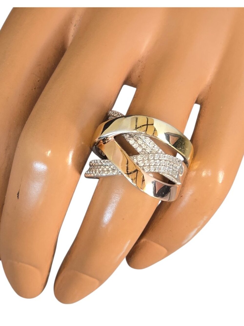 Women's Vintage Sterling Silver Tri Color Cubic Zirconia Ring Size 9